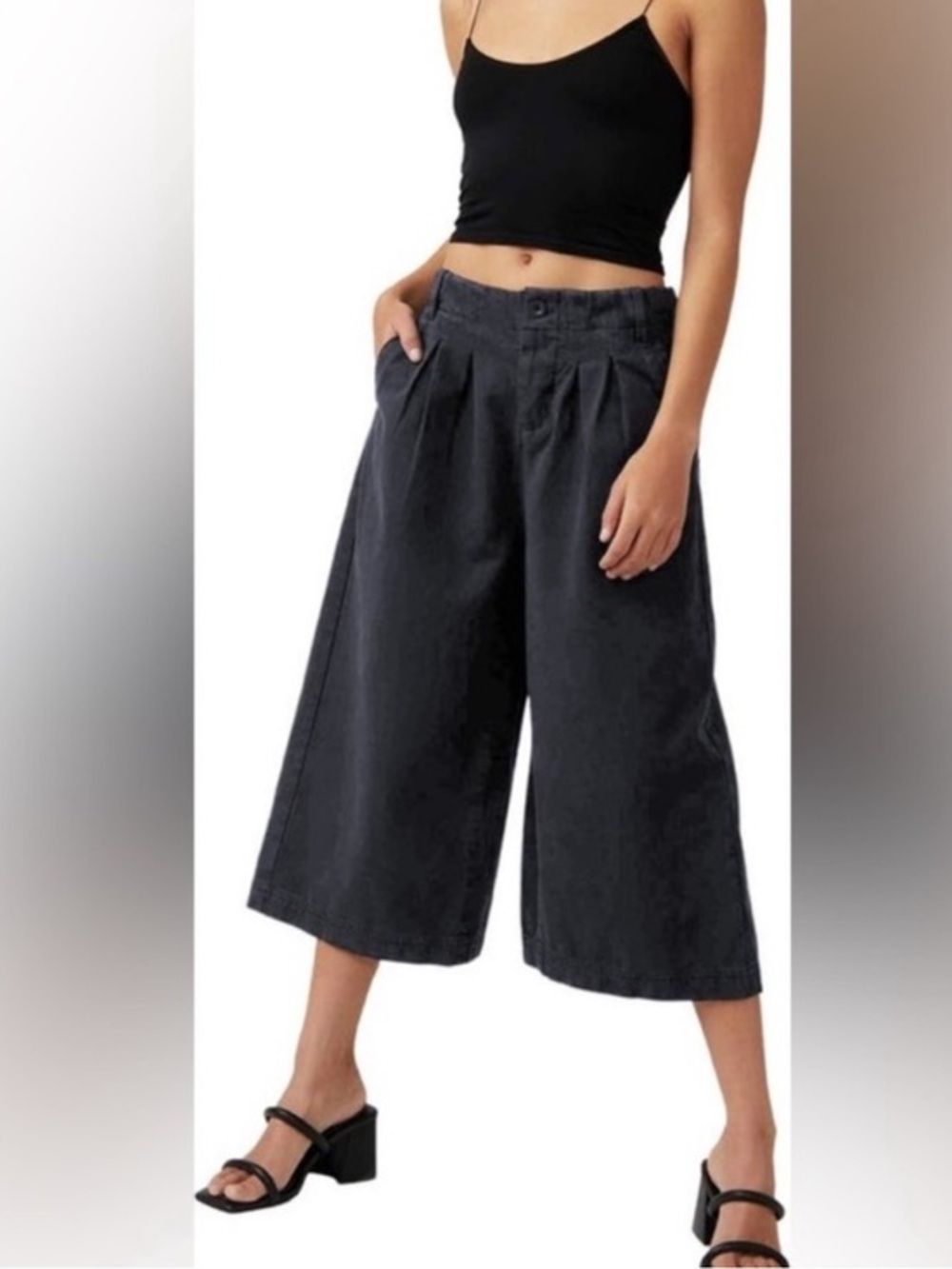 Free People Hard Rain Gaucho Pants  Wide-Leg button fly NWT size 2